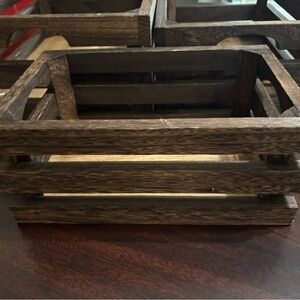 3 Rustic Wooden Crates Smoked Brown